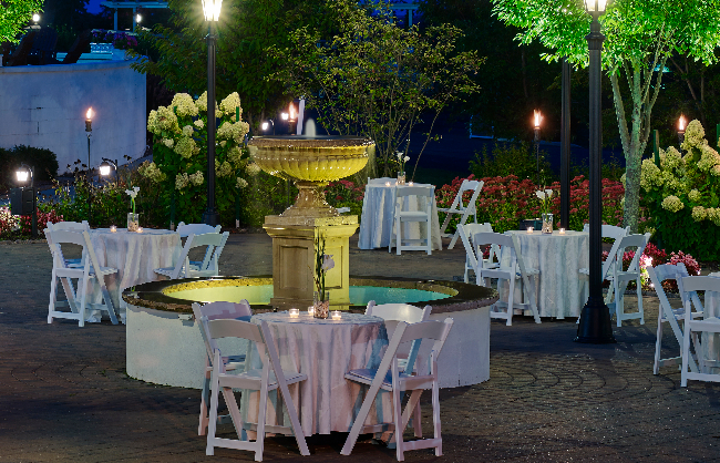 Fountain and banquet setting