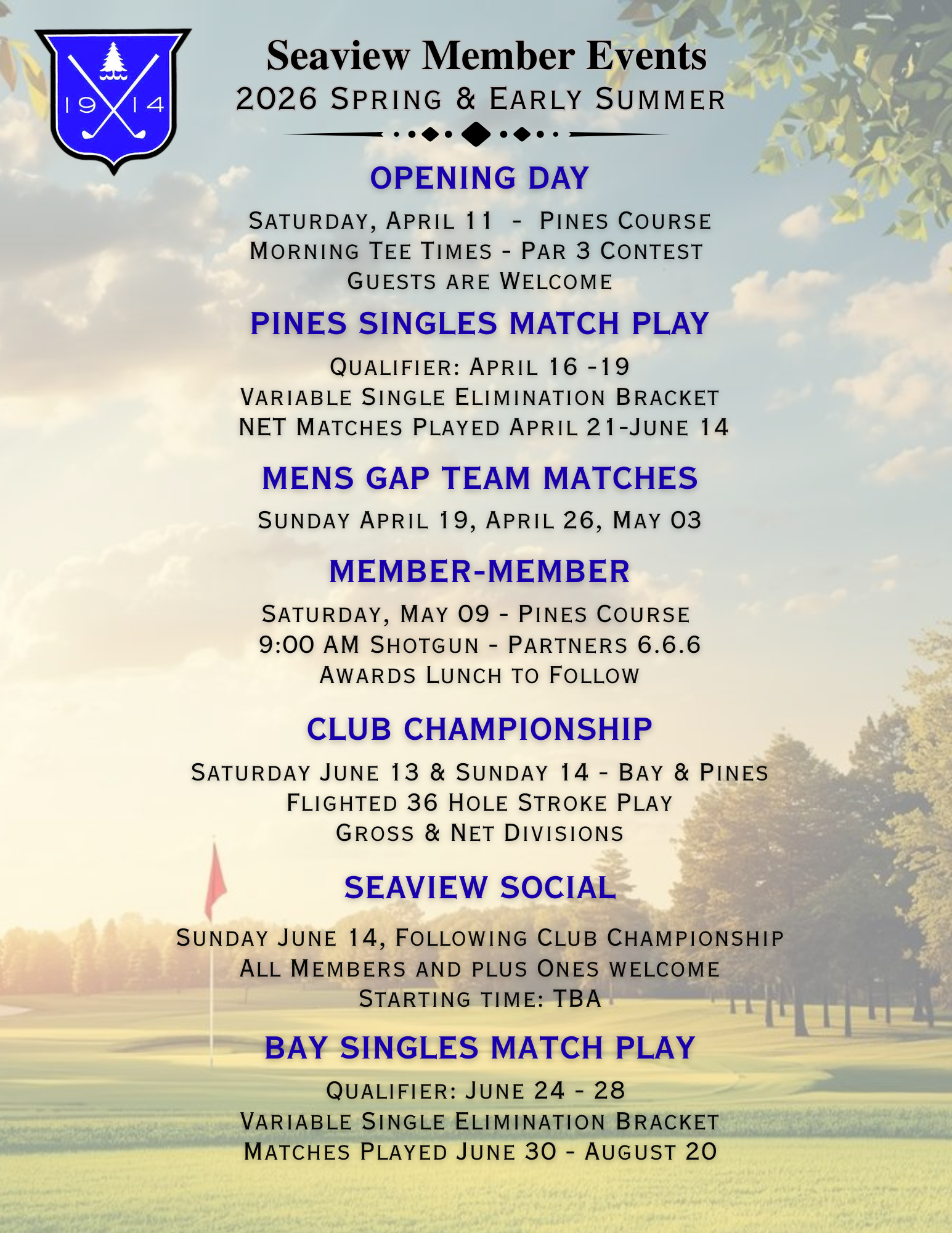 2026 Member Tournament Schedule page 1