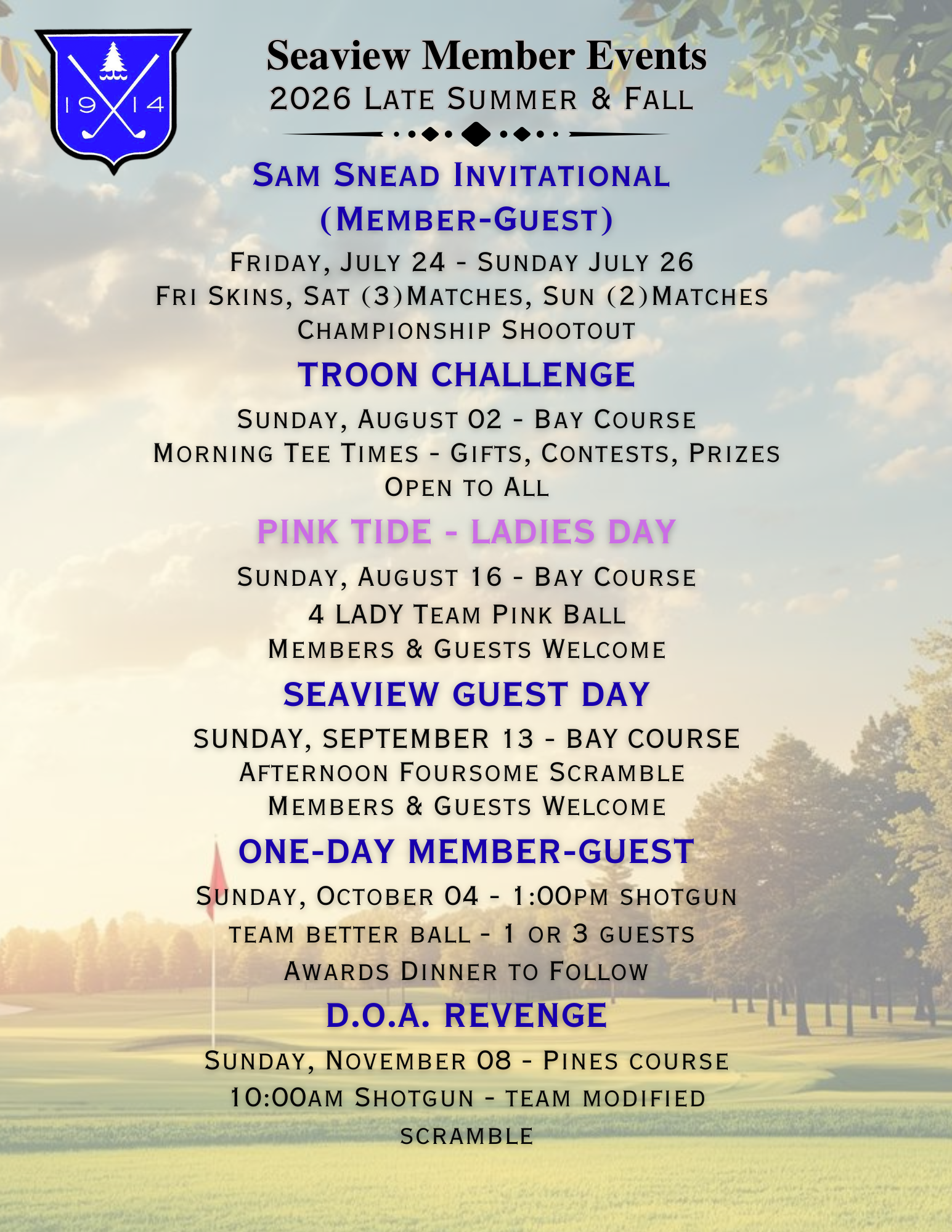 2026 Member Tournament Schedule page 2